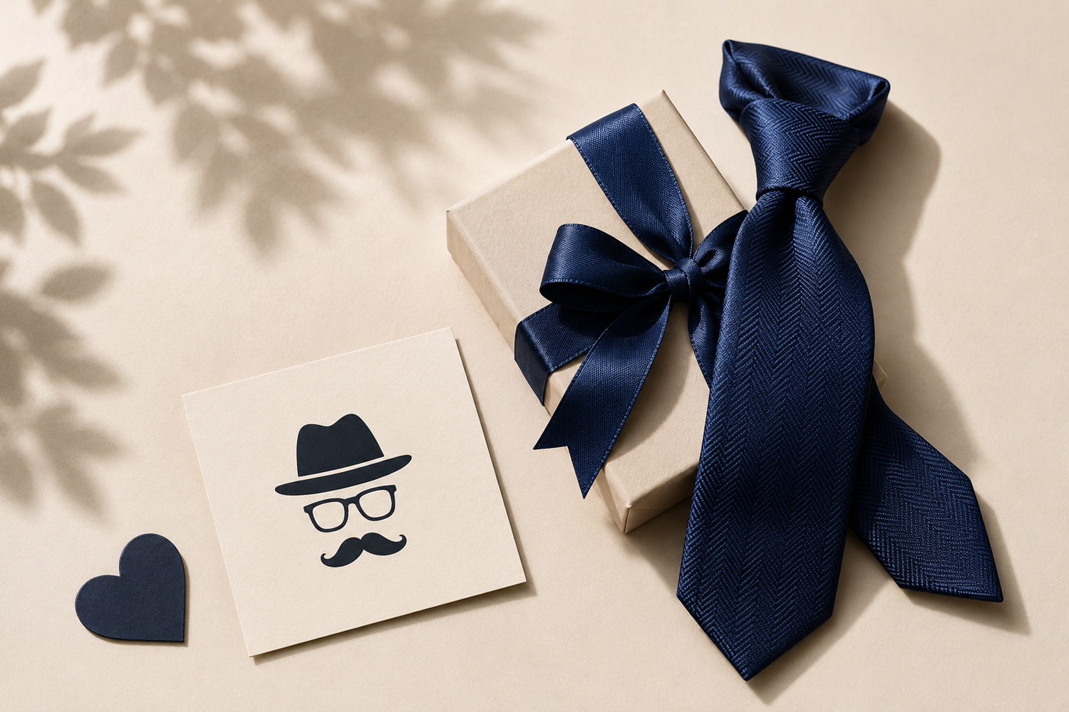 Father's Day gift guide - fragrance gift box with navy ribbon, tie and greeting card