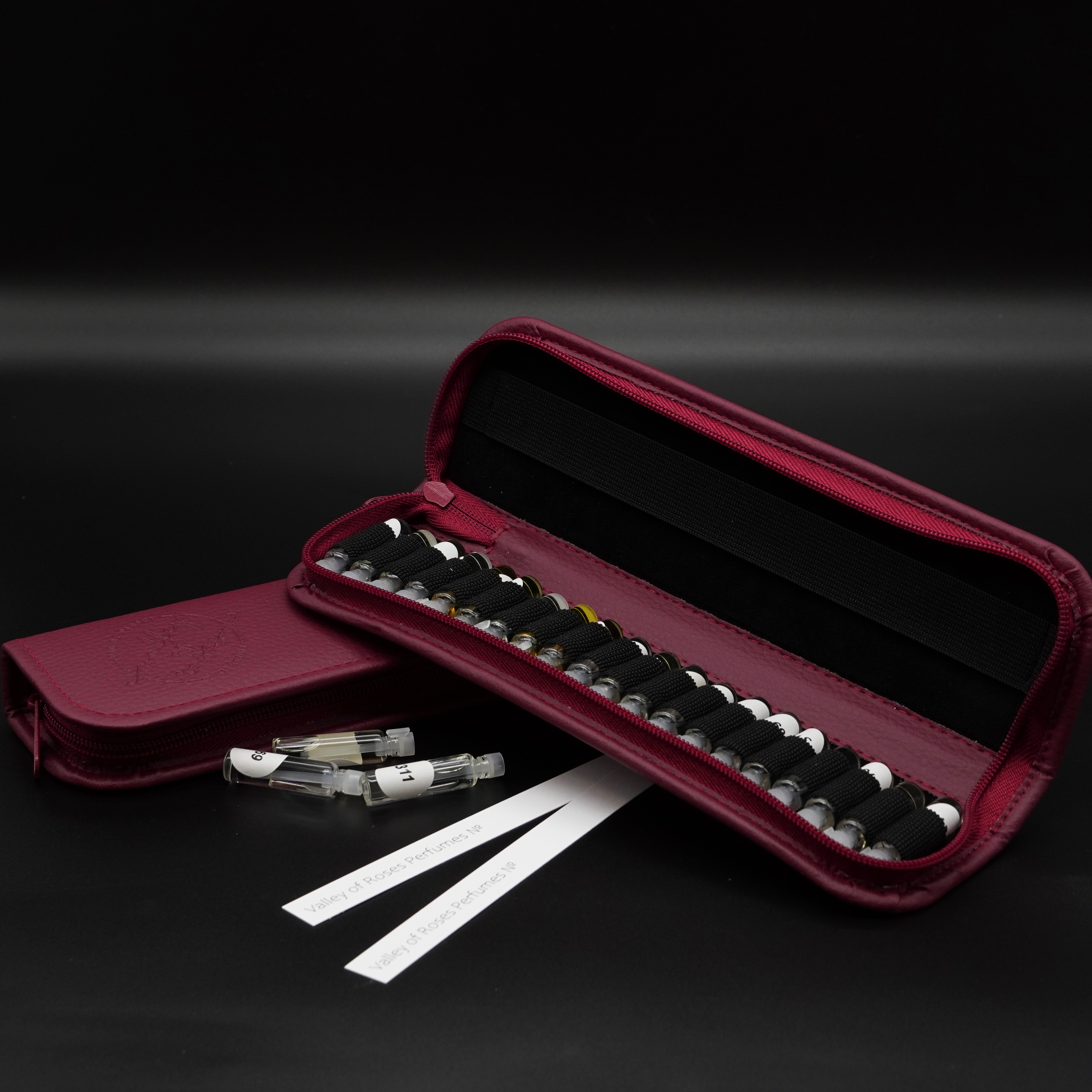 Valley of Roses Discovery Kit Folder with 20 perfumes, ideal gift, perfume shop, fragrance Ireland, mini perfume set.