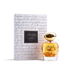 Goldy Elixir de Parfum bottle with gift box, perfect for luxury perfume gifts, women's perfumes, and fragrance lovers.