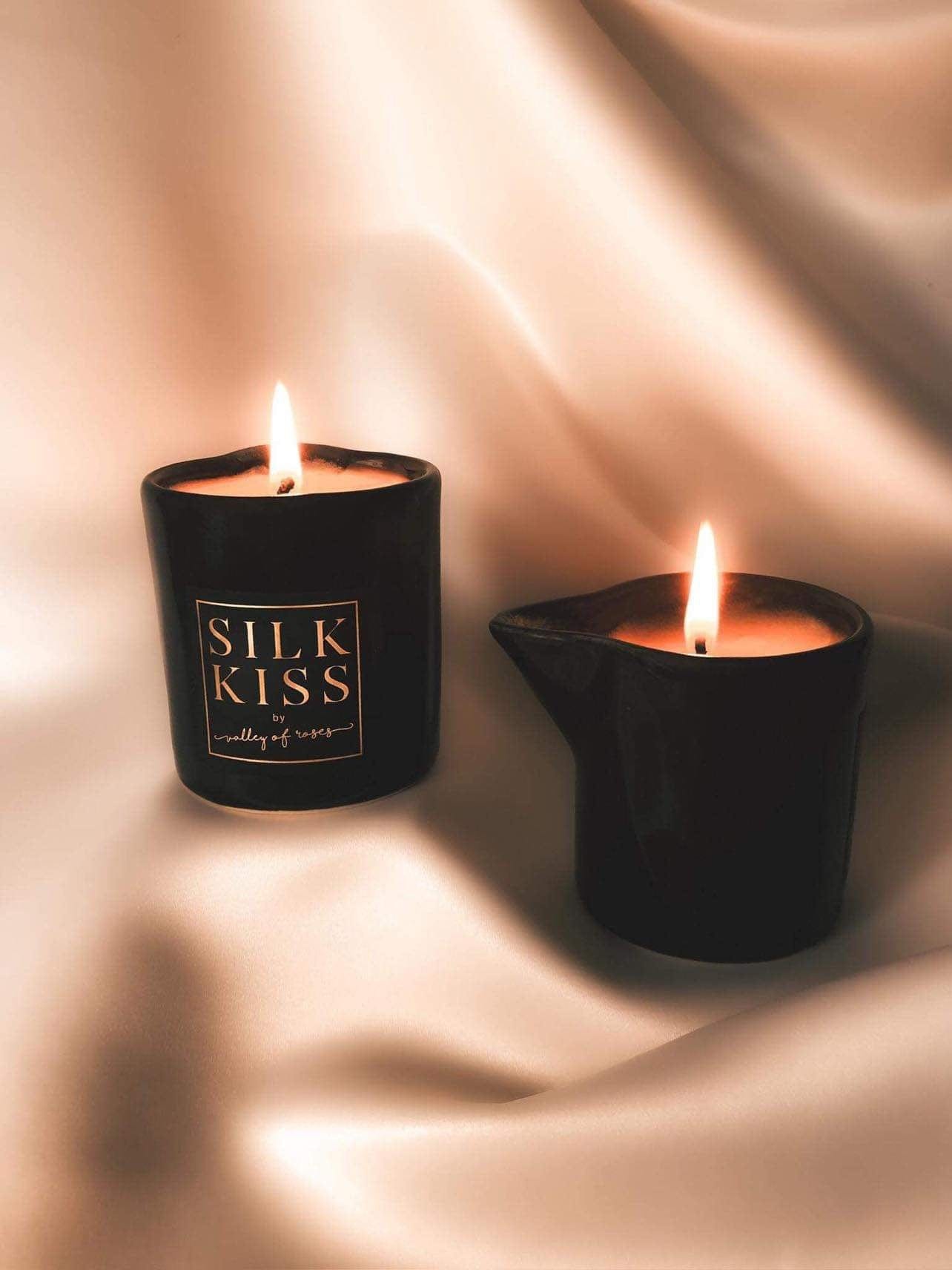 Silk Kiss Soothing Candle | Amber and Saffron, scented candles, luxurious fragrances, eco-friendly skincare.