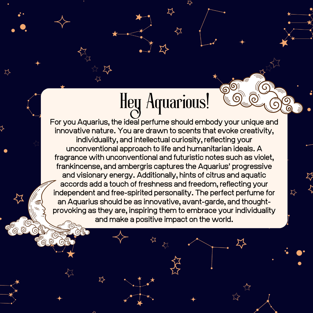 Aquarius Astrology Box for Her — unique fragrance embodying individuality and creativity, ideal for perfume lovers and gifts.