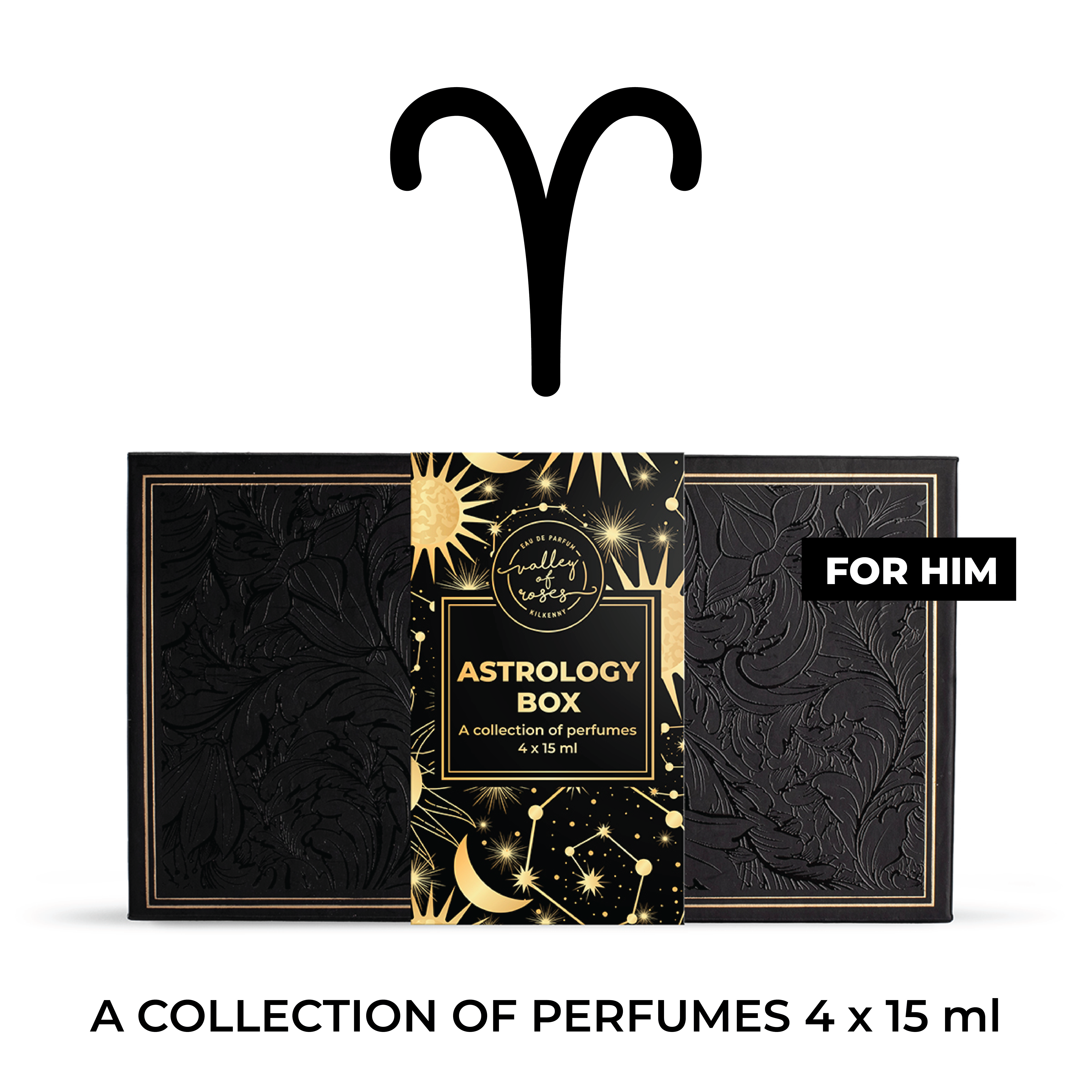 Aries Astrology Box for Him - A collection of 4 perfumes 15 ml each, perfect for Aries, fragrance enthusiasts, gift ideas, and perfume lovers.
