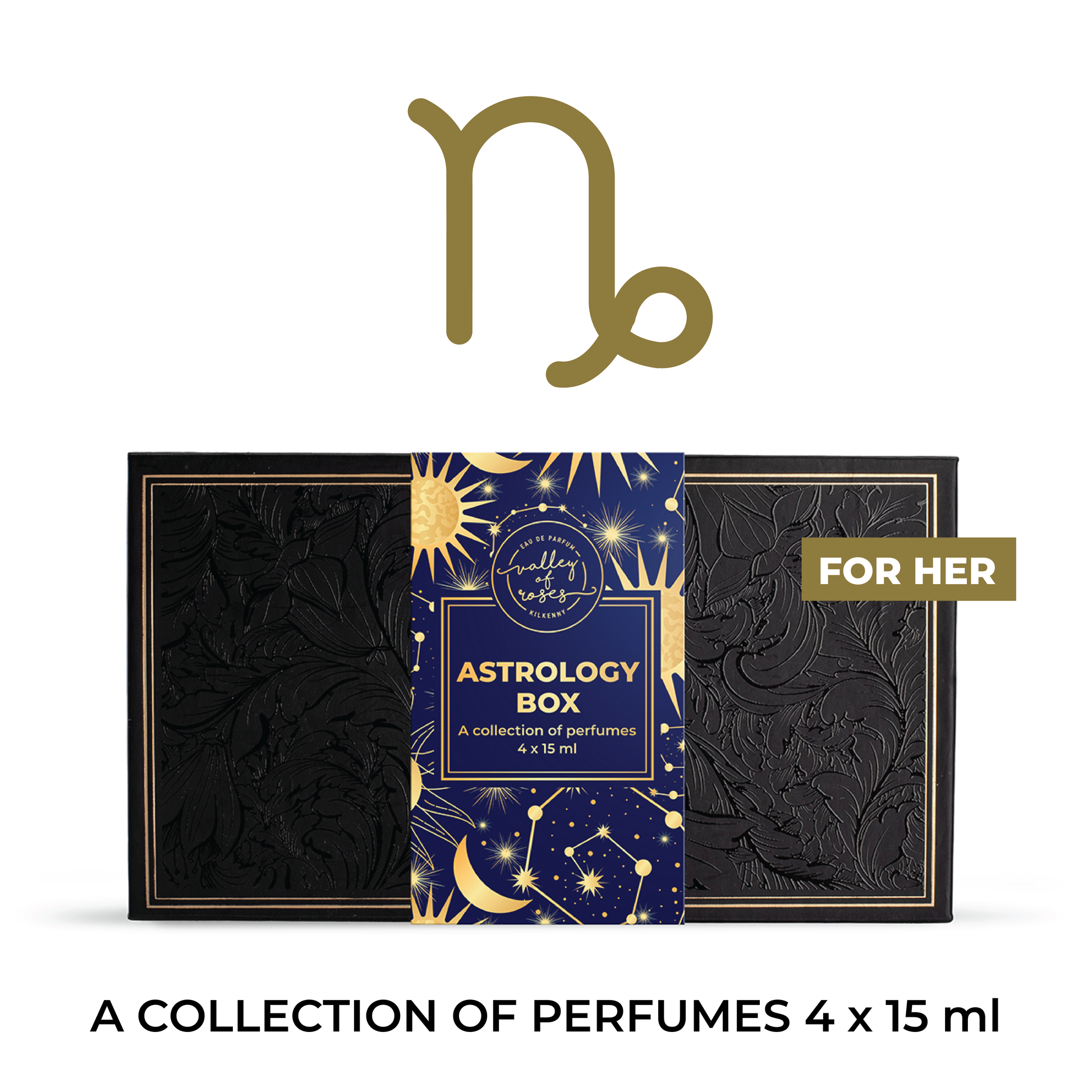 Capricorn Astrology Box for Her - A collection of 4 perfumes 15ml, perfect for astrology lovers and fragrance enthusiasts.