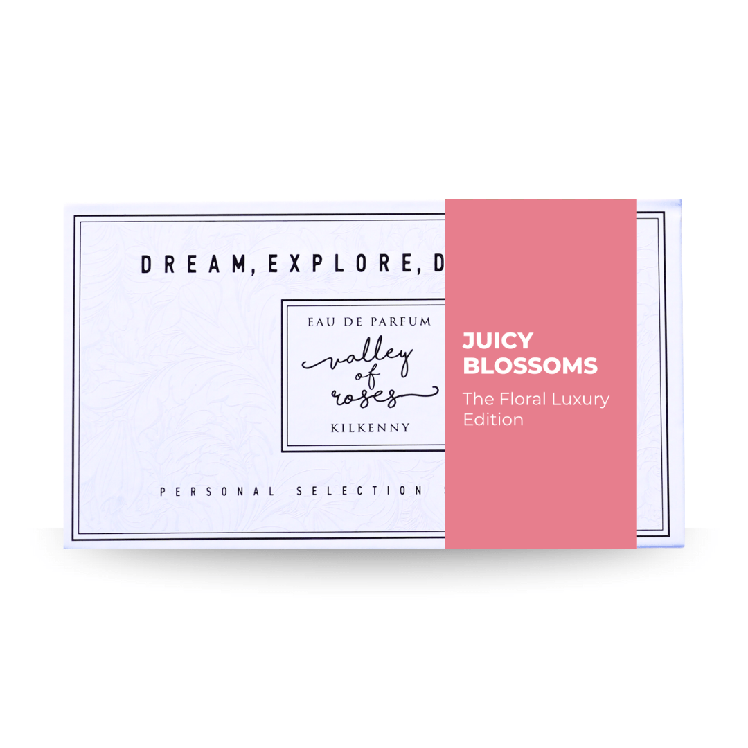 Juicy Blossoms - The Floral Luxury Edition gift box, featuring perfumes from a luxury collection, perfect for Mother's Day gifts.
