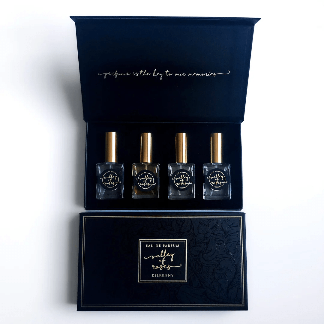 Libra Astrology Box for Her showcasing four 15ml perfumes in elegant packaging from Valley of Roses, perfect for gifts.