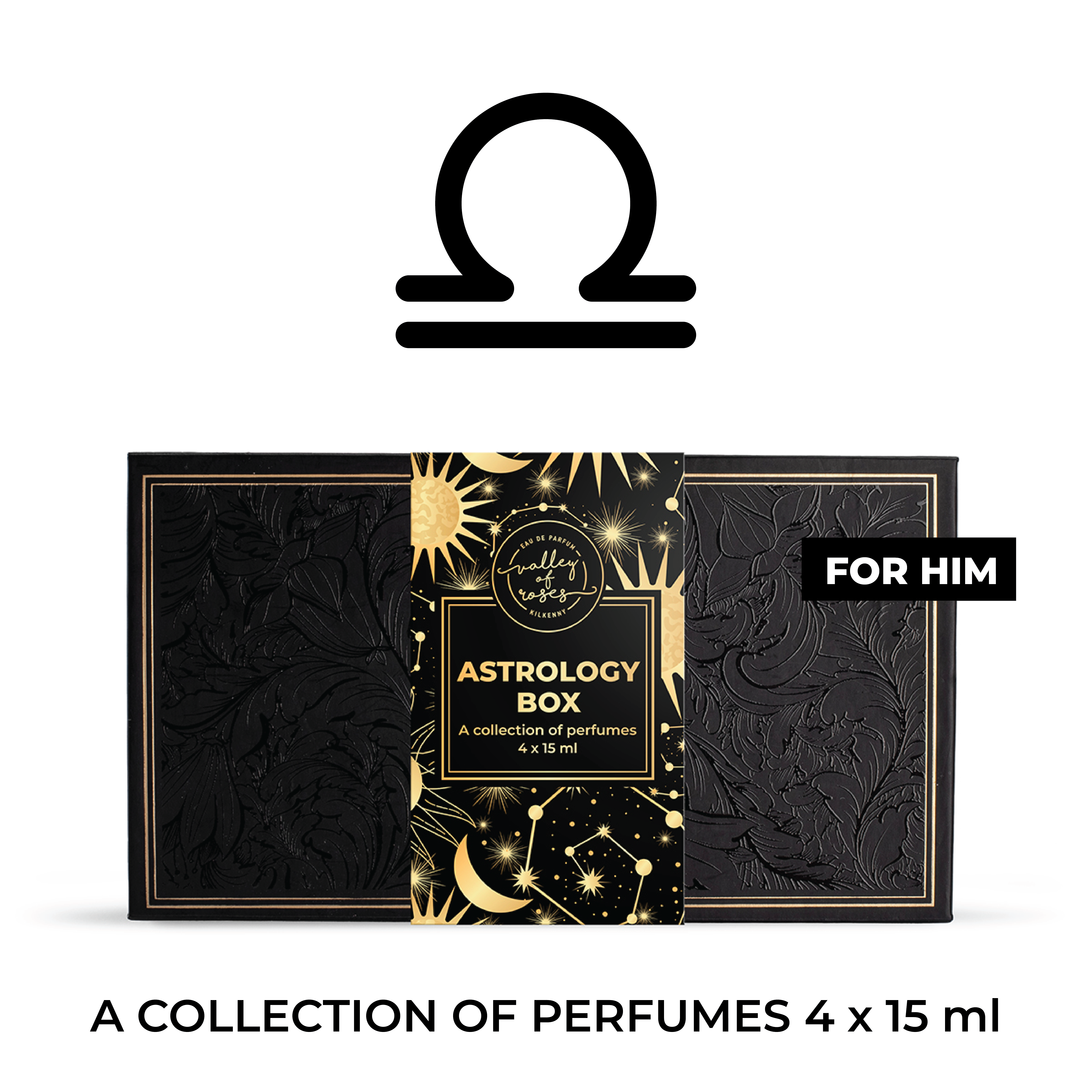 Libra Astrology Box for Him - a collection of perfumes 4 x 15 ml, elegant fragrances, gift ideas, perfume shop Ireland