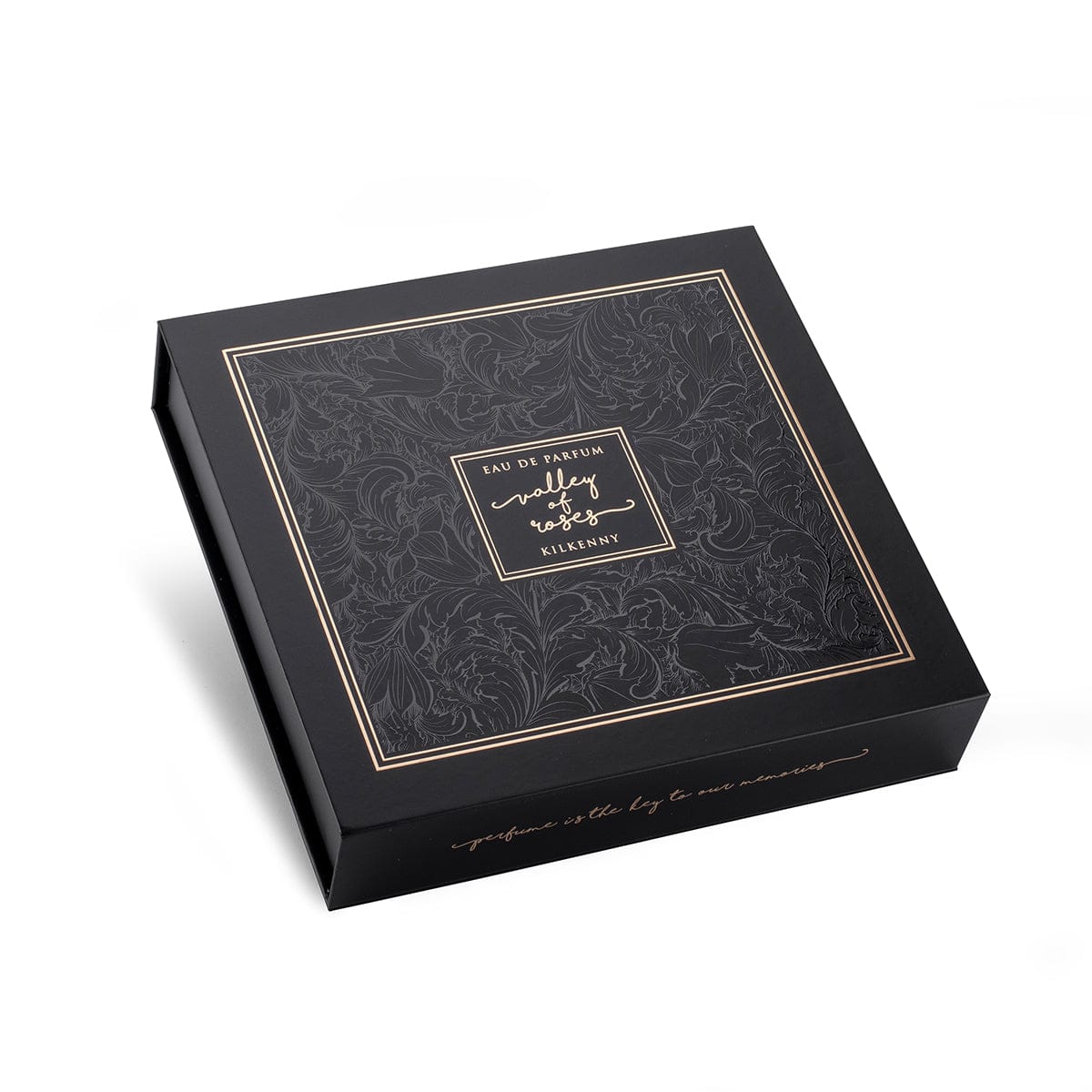 Perfume and Body Gift Set For HIM - Valley of Roses elegant black gift box, premium packaging for luxurious fragrances.