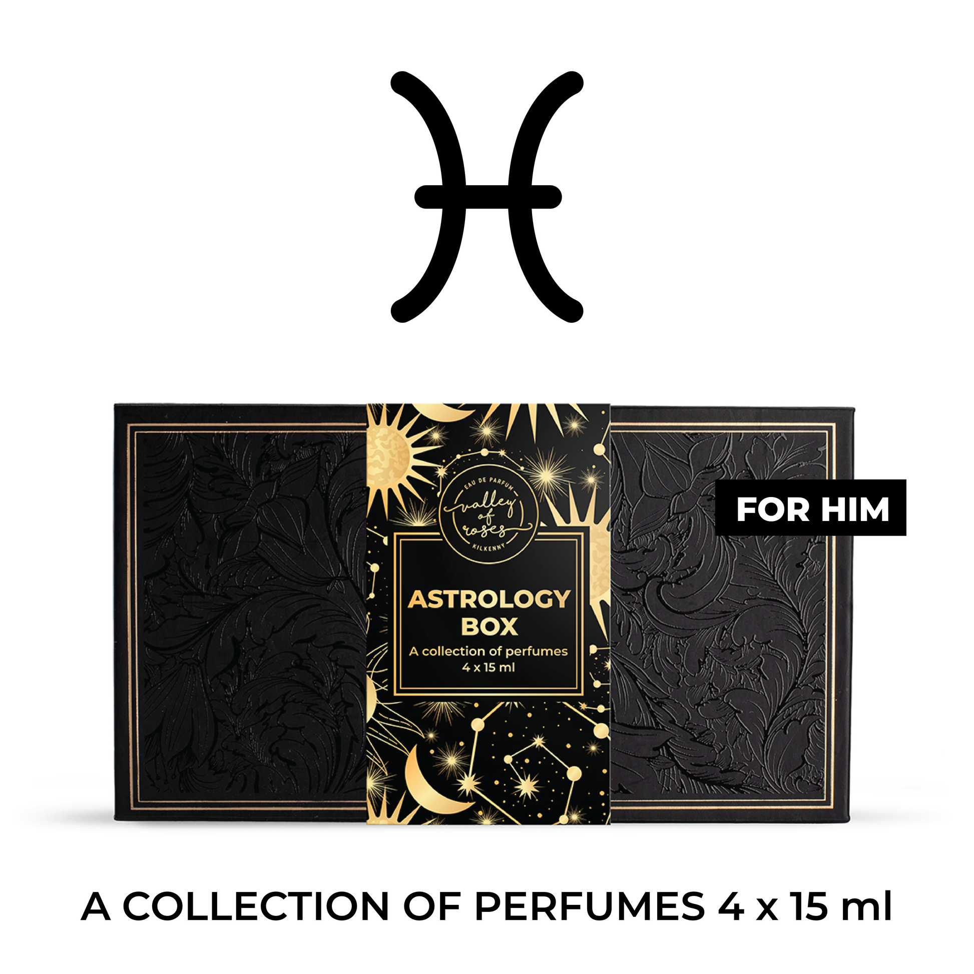 Pisces Astrology Box for Him, collection of perfumes, 4 x 15 ml, gift for him, zodiac fragrance set, astrology gifts