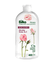 Micellar water 3 in 1 ROSE WATER+ 400 ml for gentle makeup removal, hydrating skin, and cleansing impurities.