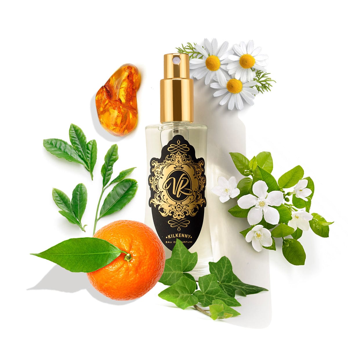 #327 INSPIRED BY... AQUA ALLEGORIA - MANDARIN BASILIC perfume with orange, flowers, and green leaves, perfect for gifts.