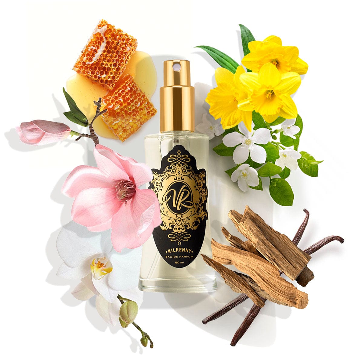 #387 INSPIRED BY... VELVET ORCHID perfume bottle with flowers and honey, ideal gift for perfume lovers and floral fragrance enthusiasts.